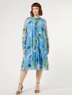 Marina Rinaldi Robe en georgette de soie AZURE Best