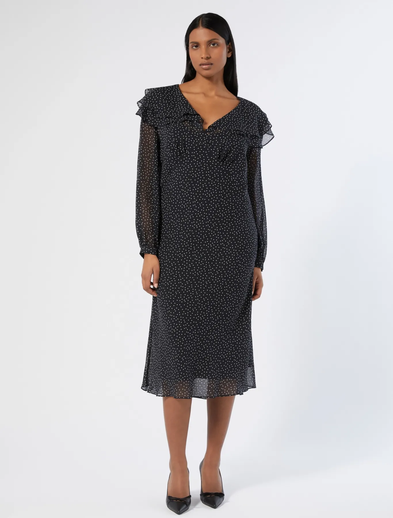 Marina Rinaldi Robe en georgette de soie NOIR Outlet