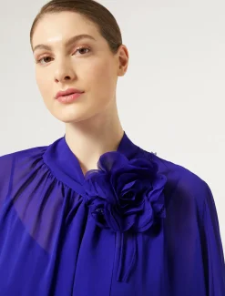 Marina Rinaldi Robe en georgette de soie VIOLET New