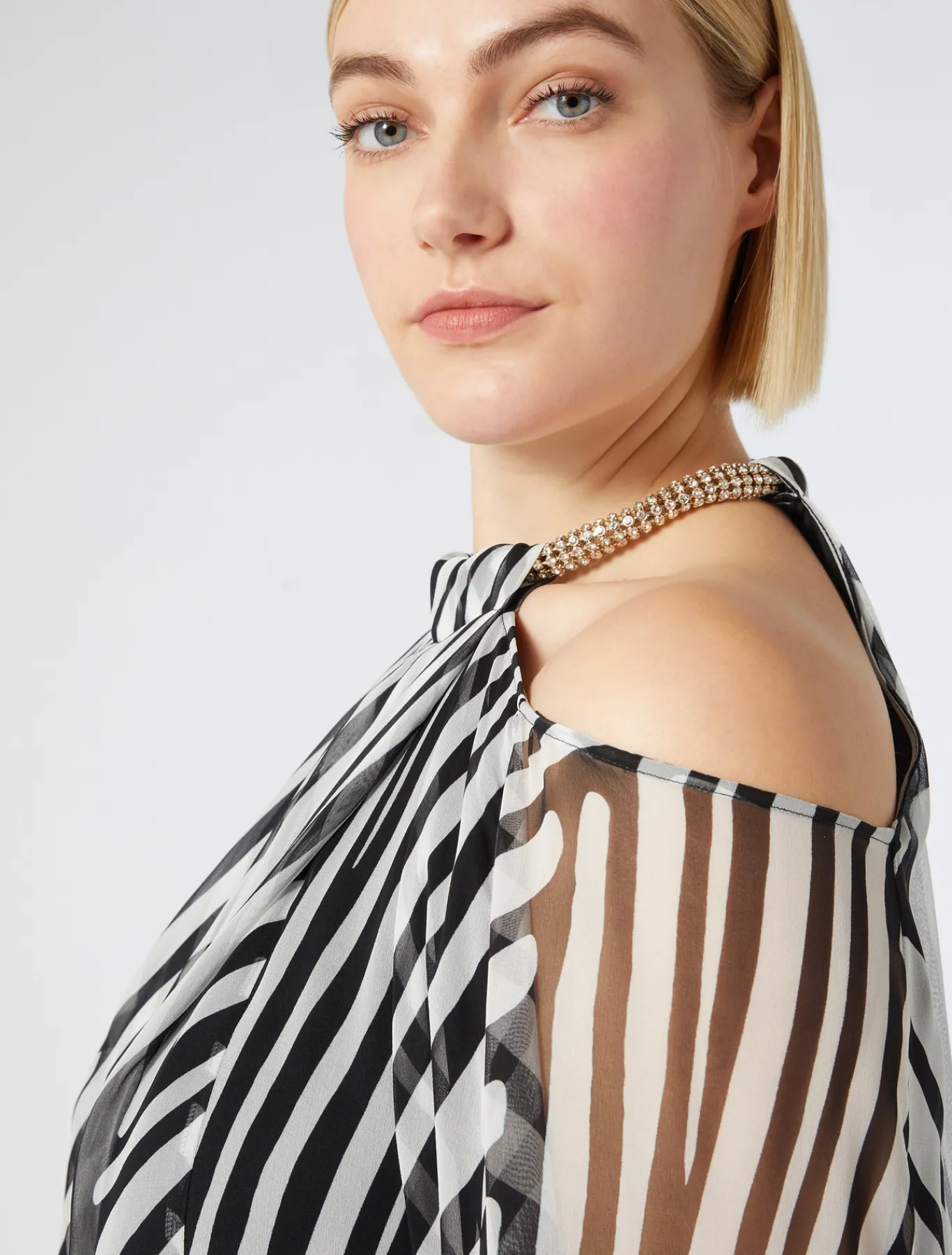 Marina Rinaldi Robe en georgette de soie NOIR Outlet