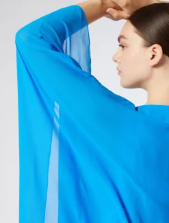 Marina Rinaldi Robe en georgette de soie BLEUET Clearance