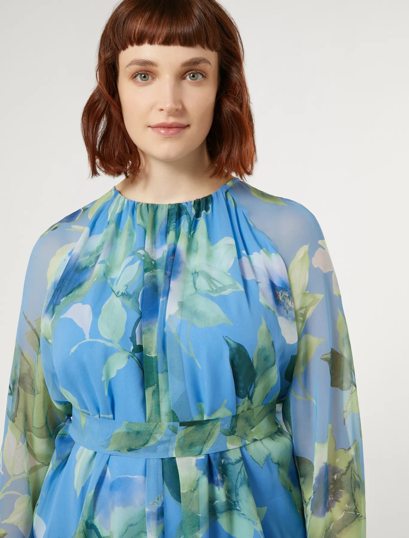 Marina Rinaldi Robe en georgette de soie AZURE Best