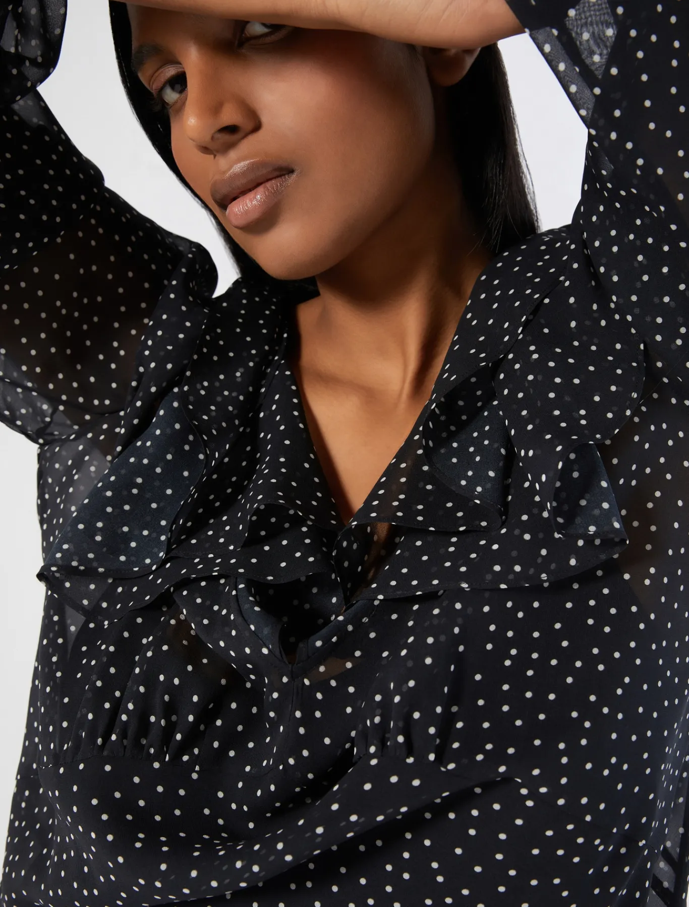 Marina Rinaldi Robe en georgette de soie NOIR Outlet