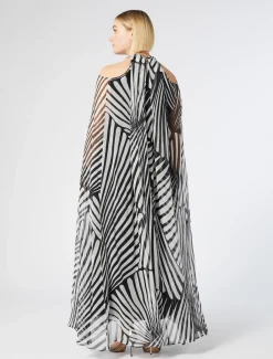 Marina Rinaldi Robe en georgette de soie NOIR Outlet