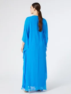 Marina Rinaldi Robe en georgette de soie BLEUET Clearance