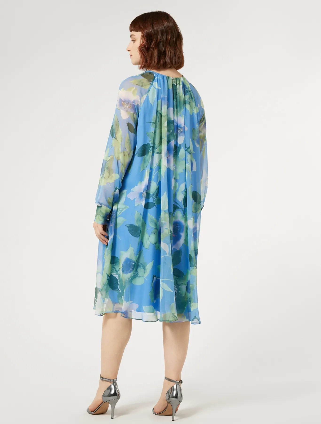 Marina Rinaldi Robe en georgette de soie AZURE Best