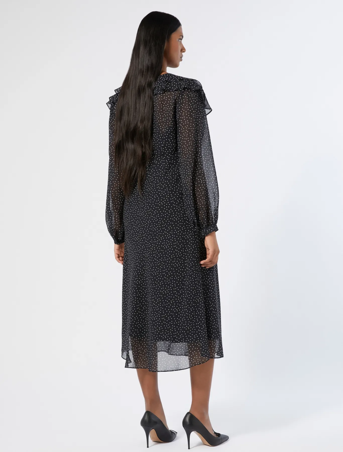Marina Rinaldi Robe en georgette de soie NOIR Outlet