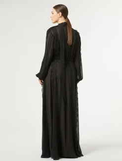 Marina Rinaldi Robe en georgette de soie et dentelle NOIR Best