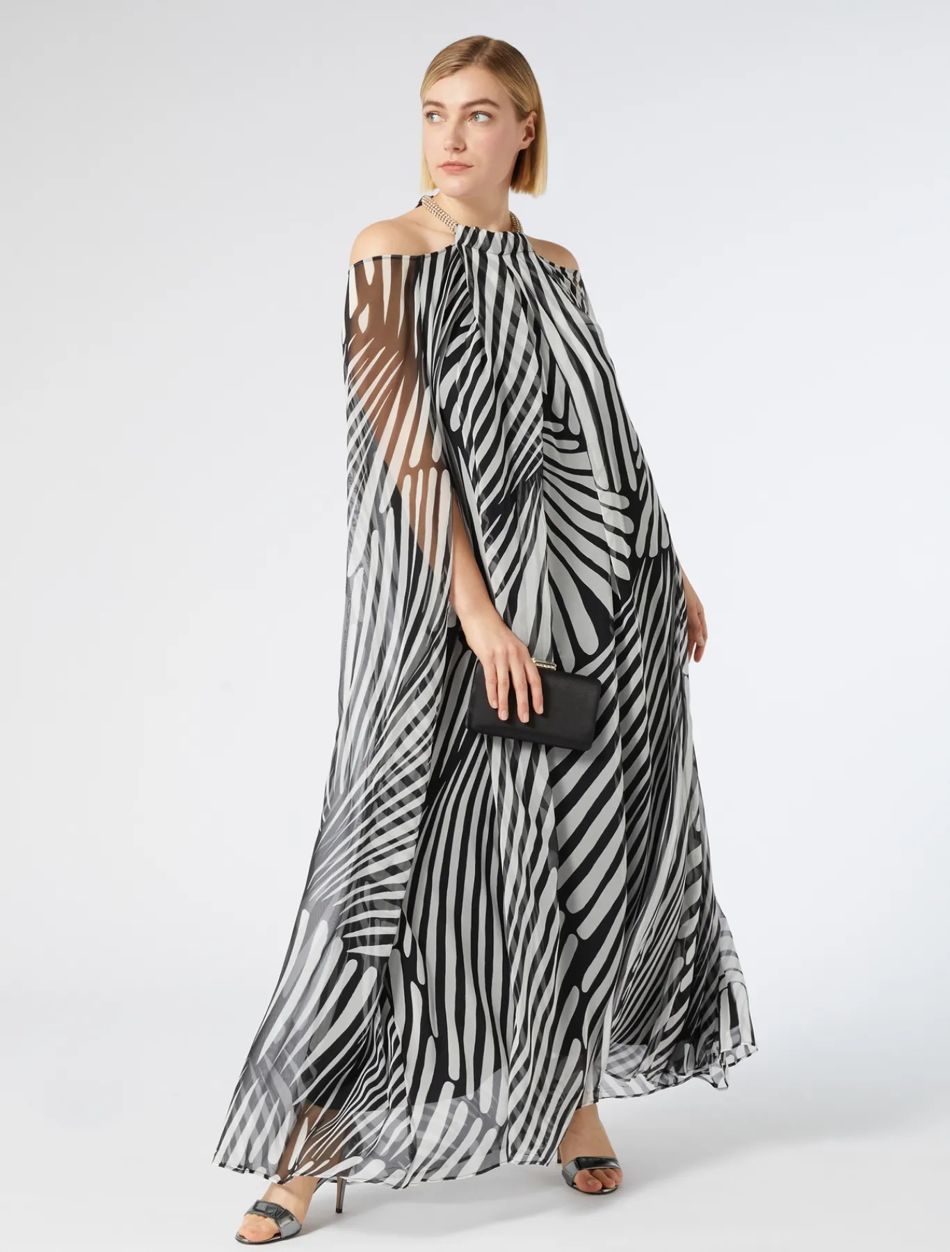 Marina Rinaldi Robe en georgette de soie NOIR Outlet