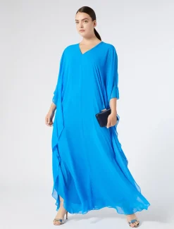Marina Rinaldi Robe en georgette de soie BLEUET Clearance
