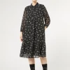 Marina Rinaldi Robe en georgette imprimée NOIR Online