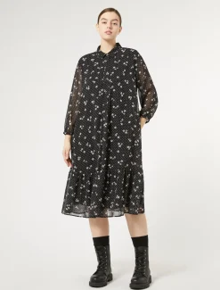 Marina Rinaldi Robe en georgette imprimée NOIR Online