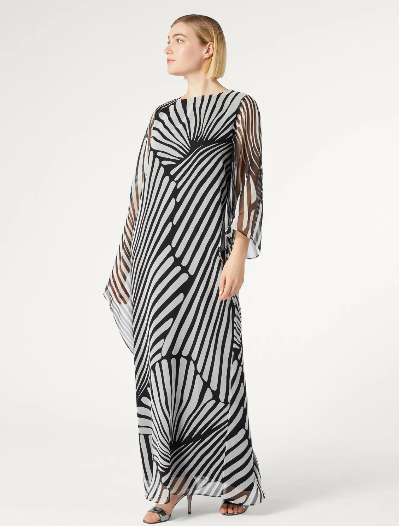 Marina Rinaldi Robe en georgette imprimée NOIR Best