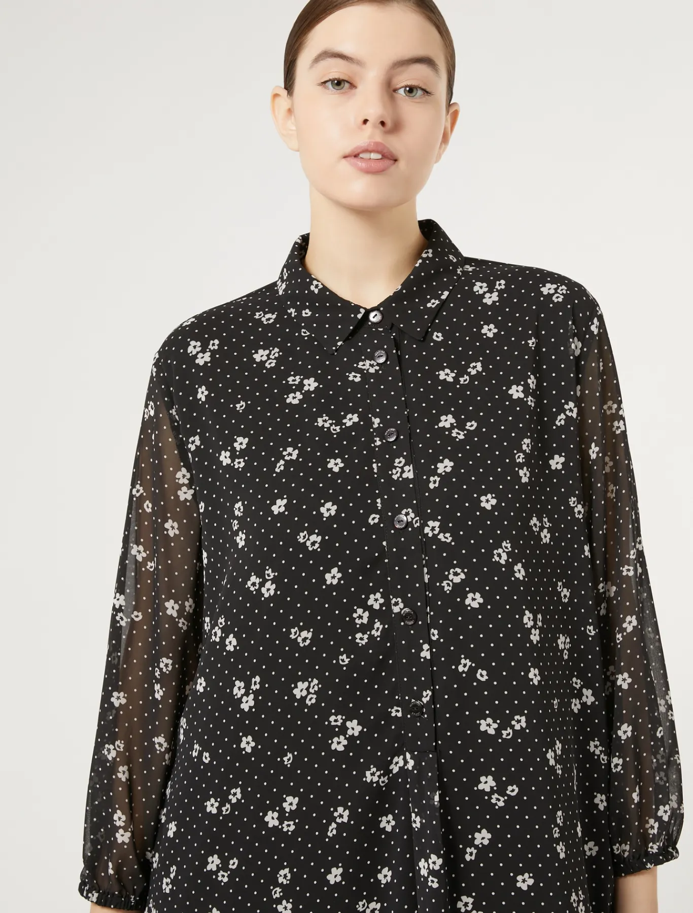 Marina Rinaldi Robe en georgette imprimée NOIR Online