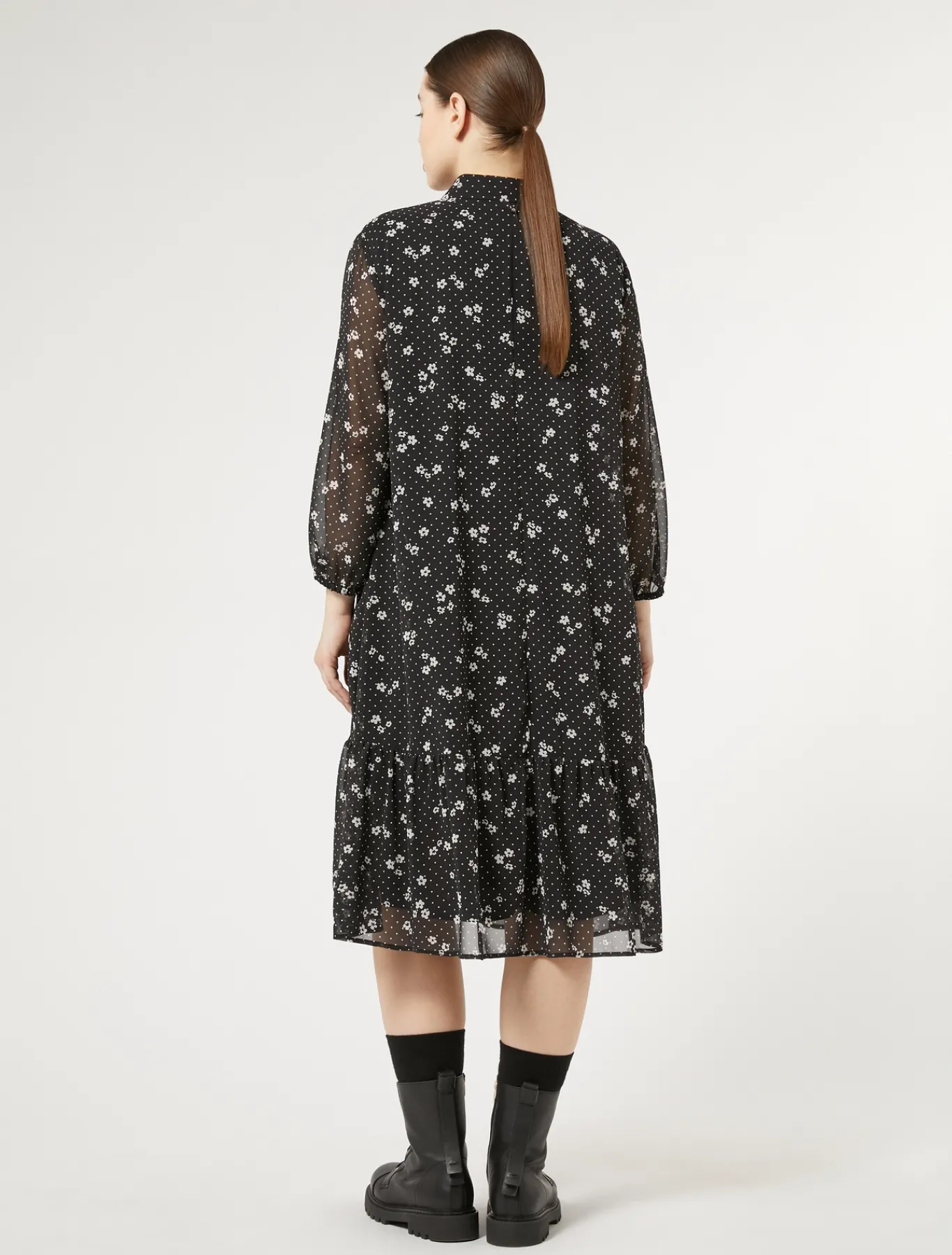Marina Rinaldi Robe en georgette imprimée NOIR Online