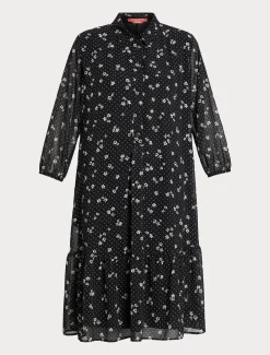 Marina Rinaldi Robe en georgette imprimée NOIR Online