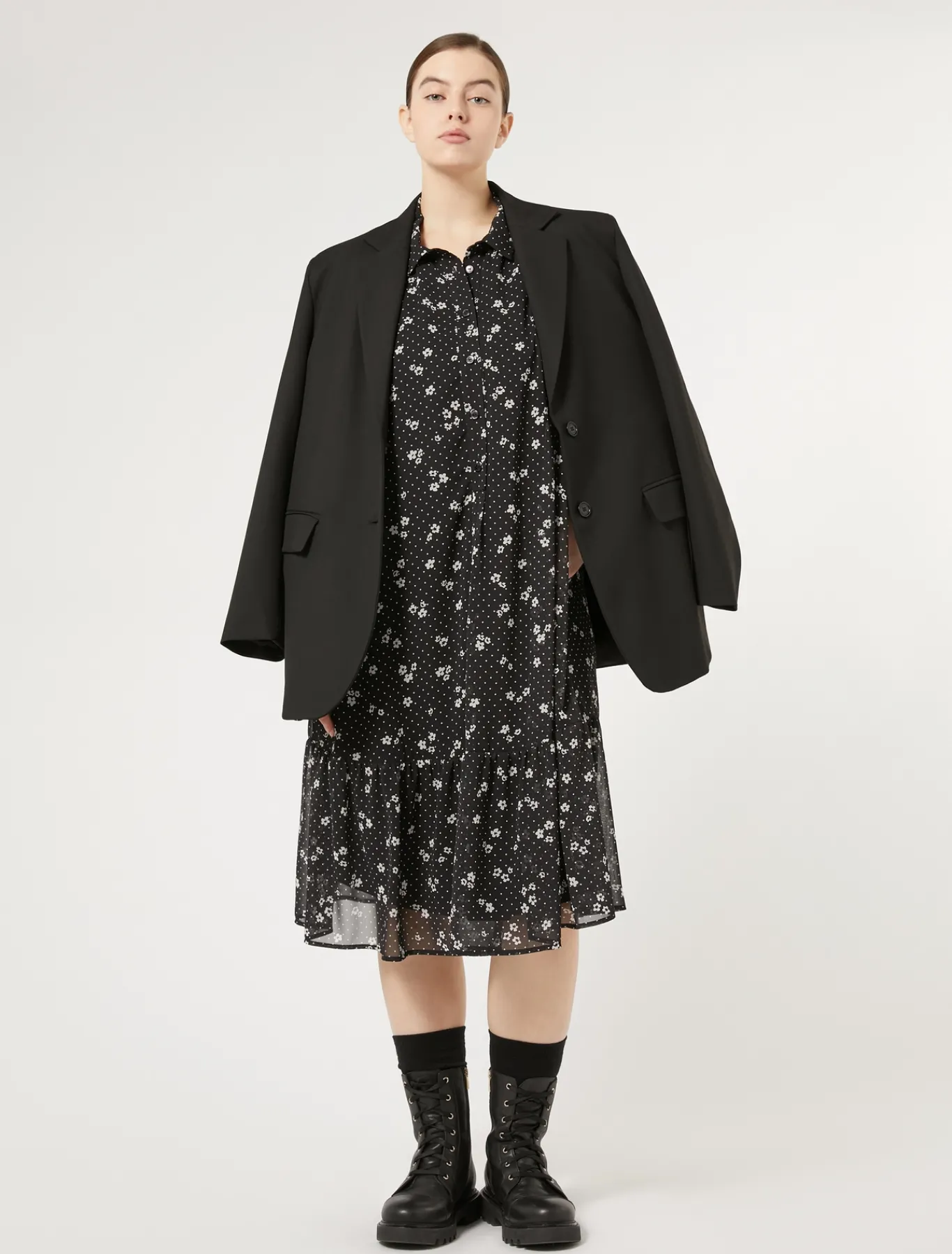 Marina Rinaldi Robe en georgette imprimée NOIR Online