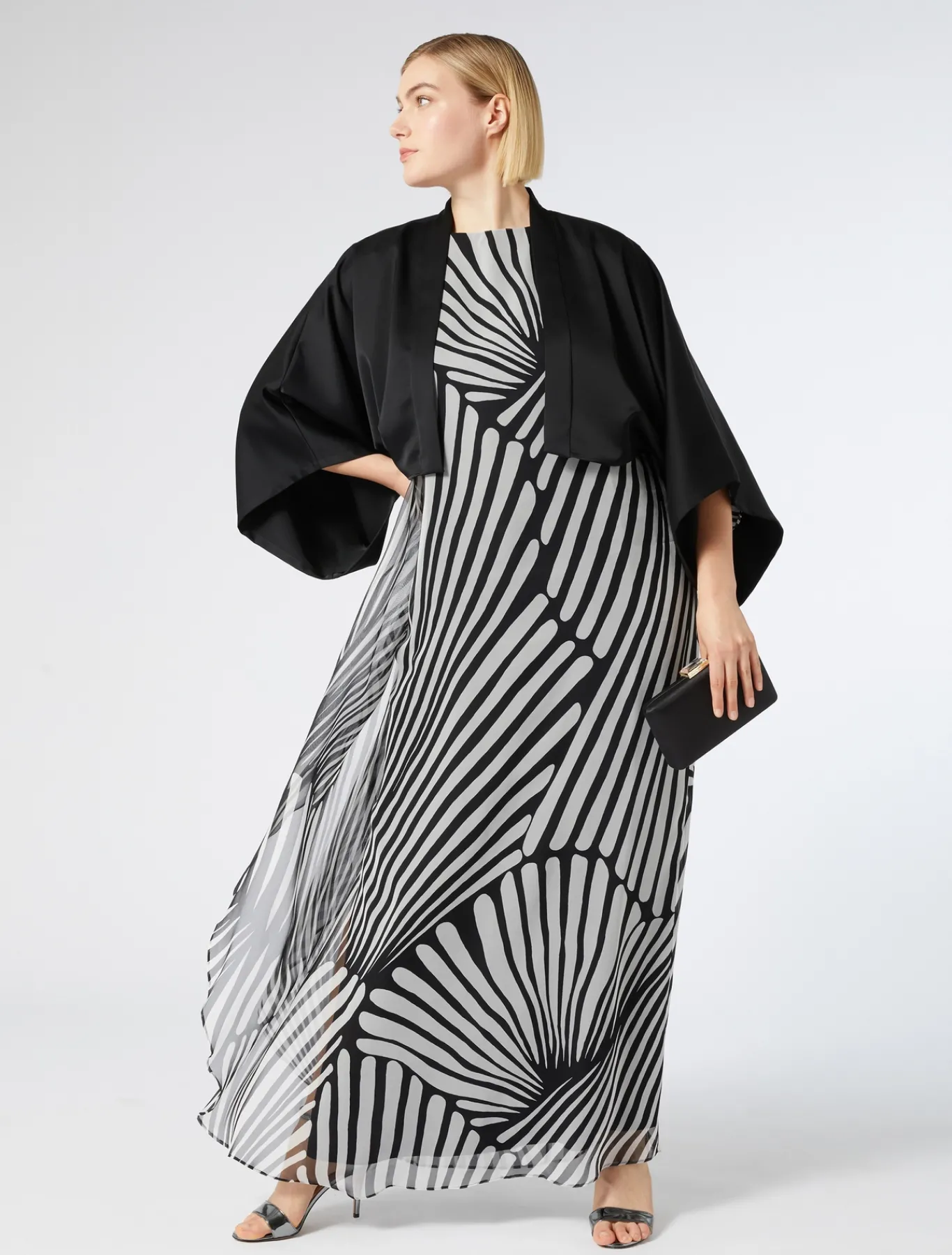 Marina Rinaldi Robe en georgette imprimée NOIR Best