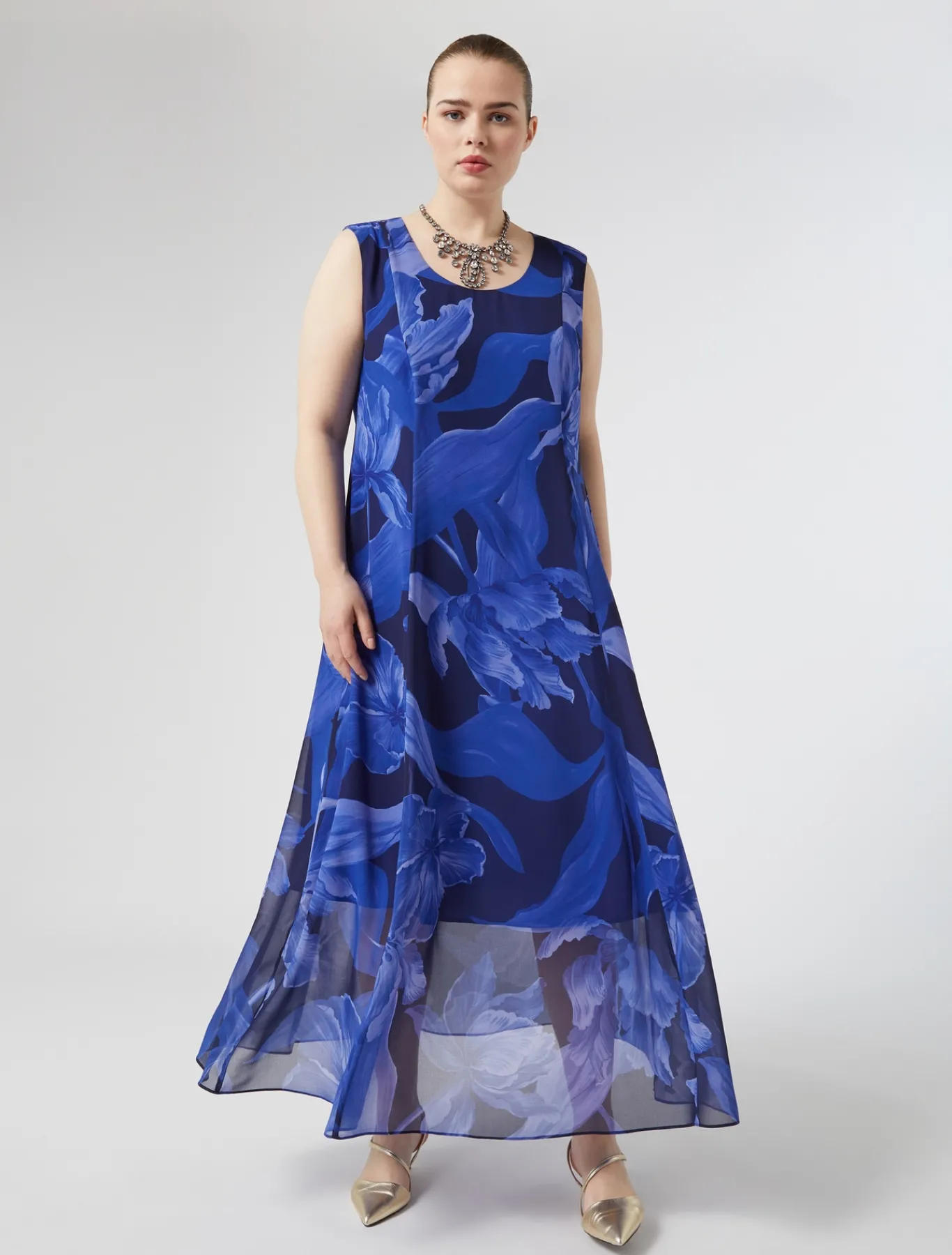 Marina Rinaldi Robe en georgette imprimée BLEUNUIT Hot