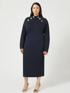 Marina Rinaldi Robe en maille BLEUNUIT Sale