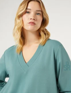 Marina Rinaldi Robe en molleton de coton stretch VERTSAUGE Clearance