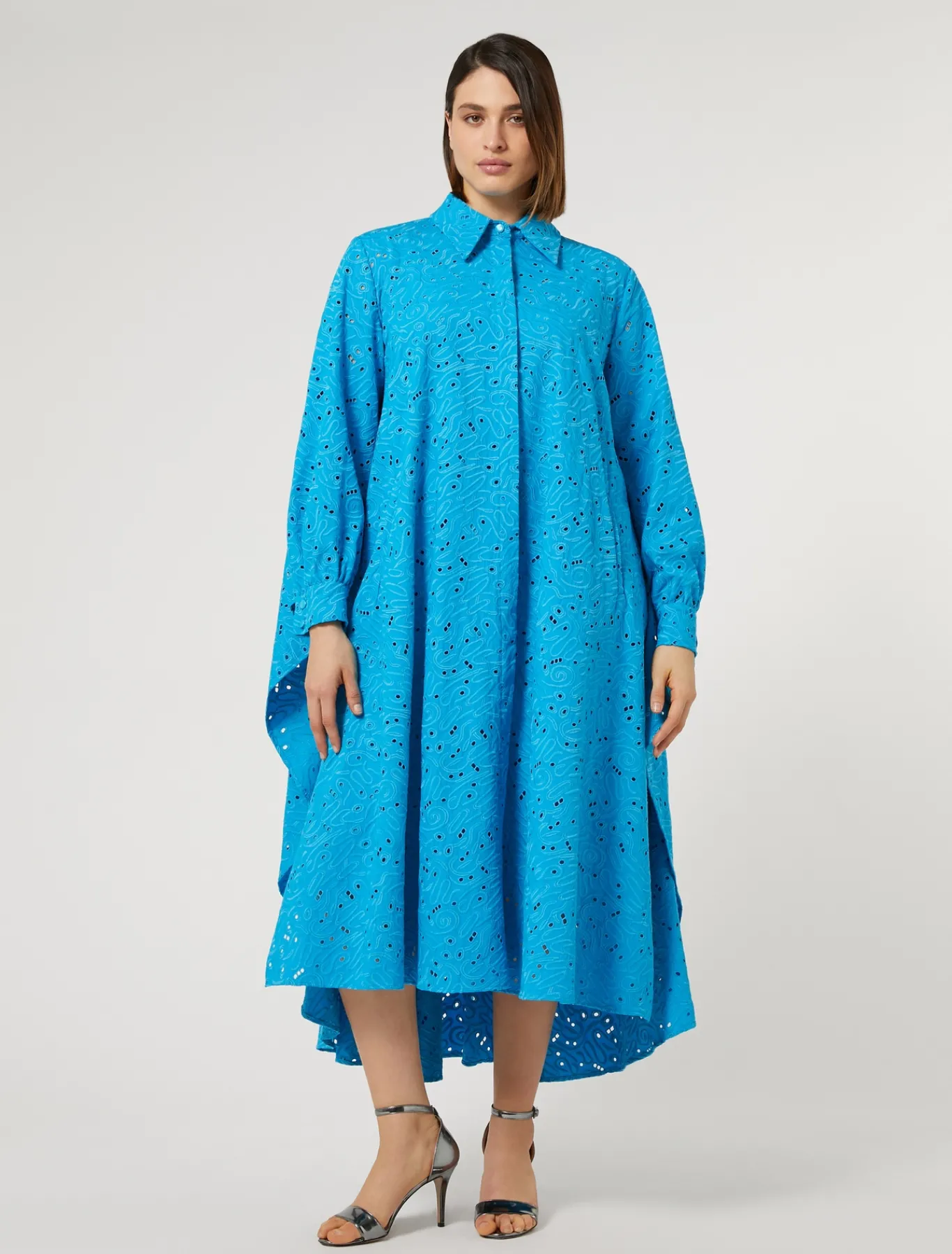 Marina Rinaldi Robe en popeline et dentelle sangallo TURQUOISE Hot