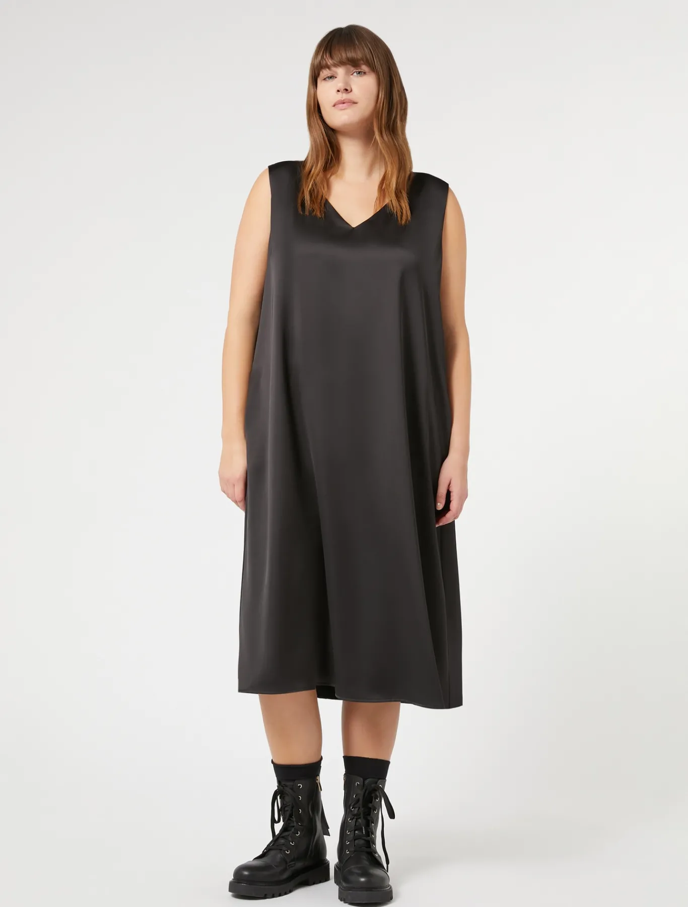 Marina Rinaldi Robe en satin fluide NOIR Outlet