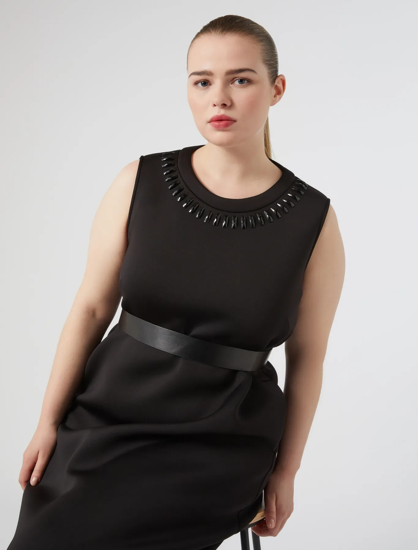 Marina Rinaldi Robe en scuba avec strass NOIR Best