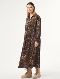 Marina Rinaldi Robe en sergé imprimé BRUNBORDEAUX Outlet