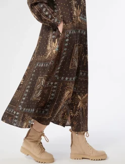 Marina Rinaldi Robe en sergé imprimé BRUNBORDEAUX Outlet