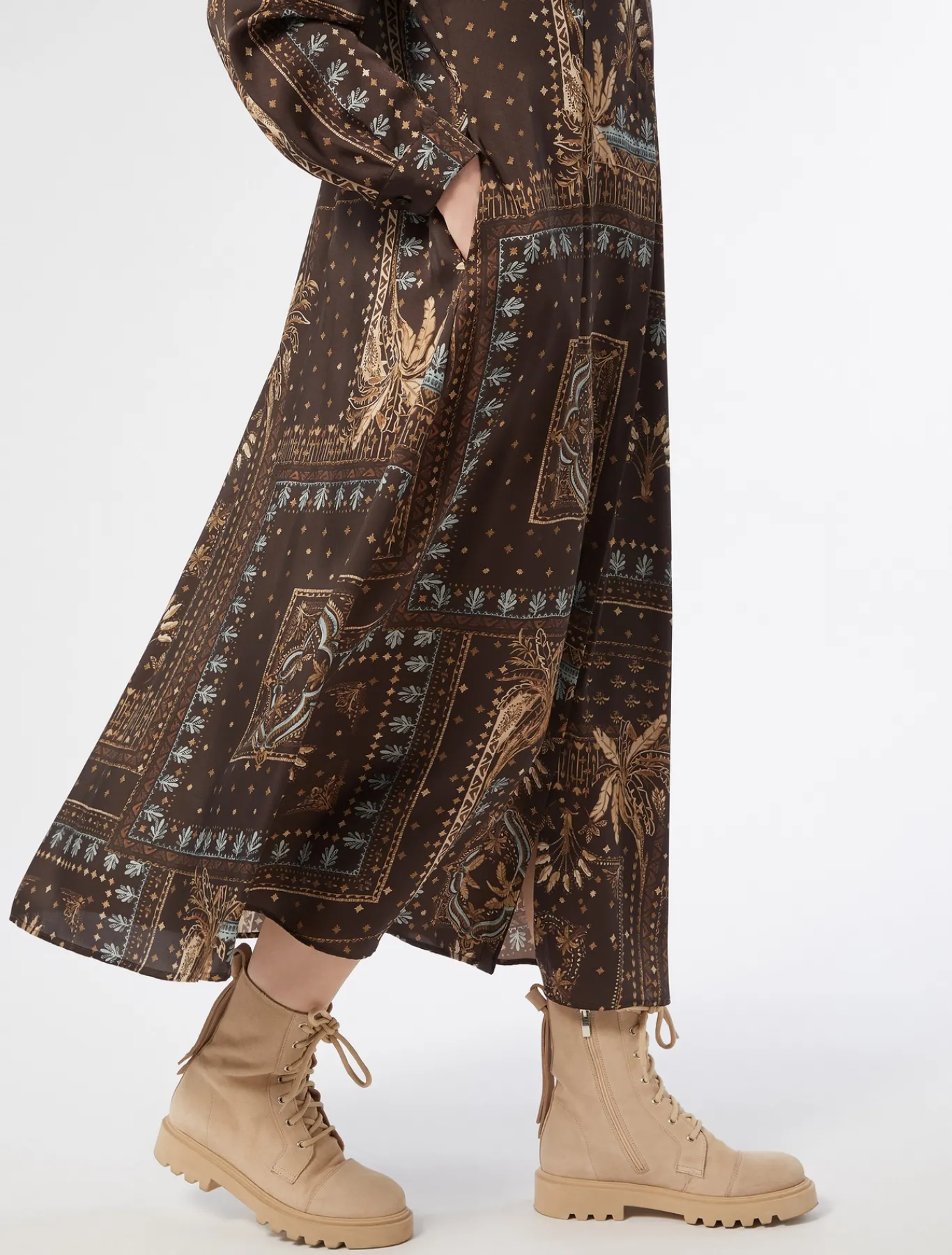 Marina Rinaldi Robe en sergé imprimé BRUNBORDEAUX Outlet