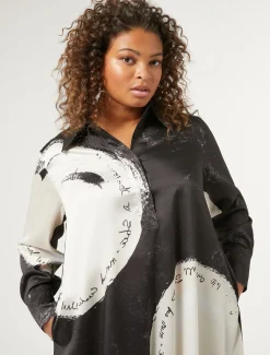 Marina Rinaldi Robe en sergé imprimé NOIR Discount