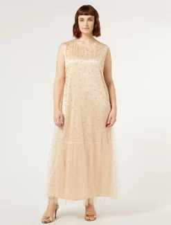 Marina Rinaldi Robe en tulle avec broderie JAUNEPALE Best