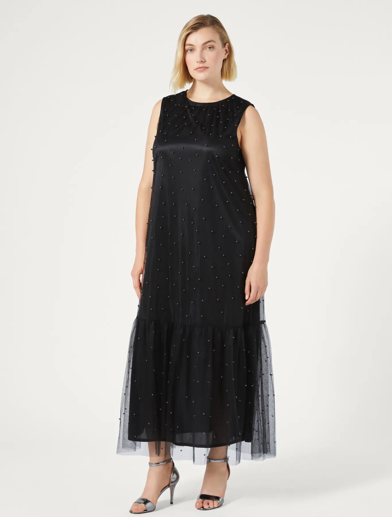 Marina Rinaldi Robe en tulle avec broderie NOIR Online