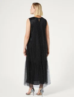 Marina Rinaldi Robe en tulle avec broderie NOIR Online