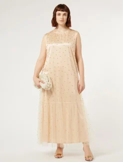 Marina Rinaldi Robe en tulle avec broderie JAUNEPALE Best