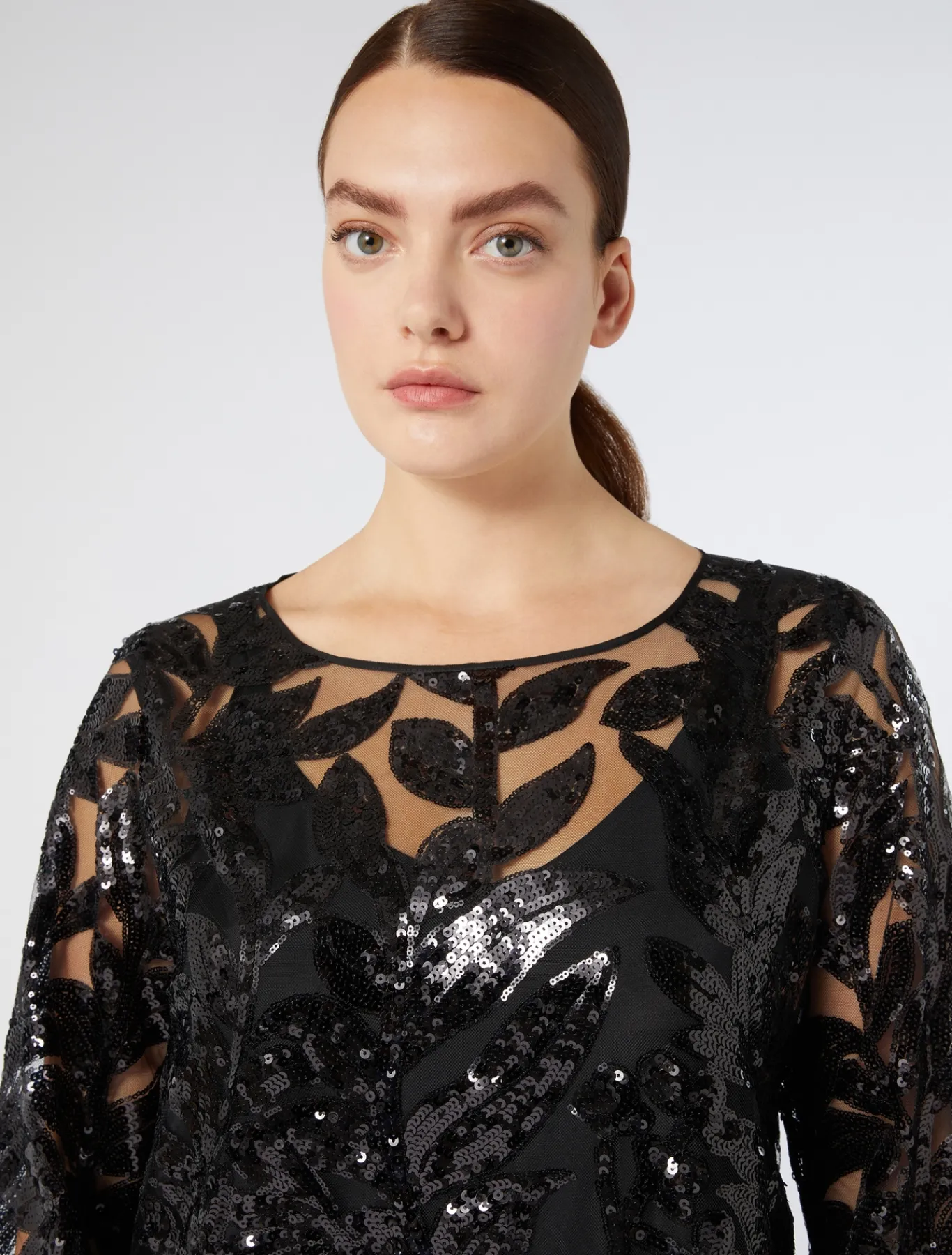 Marina Rinaldi Robe en tulle avec paillettes NOIR New