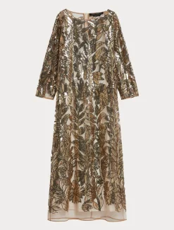 Marina Rinaldi Robe en tulle avec paillettes BEIGE New