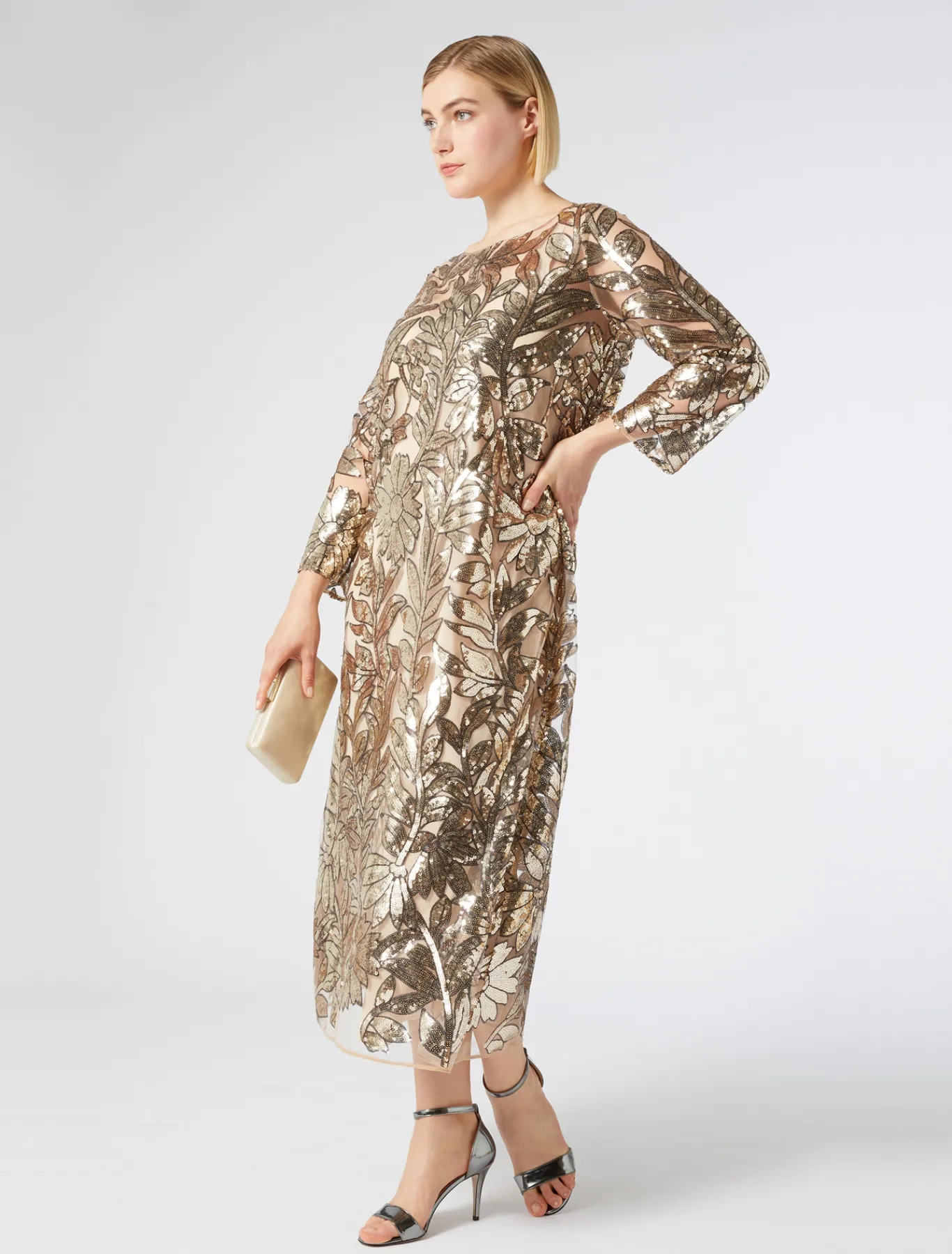 Marina Rinaldi Robe en tulle avec paillettes BEIGE New