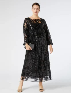 Marina Rinaldi Robe en tulle avec paillettes NOIR New