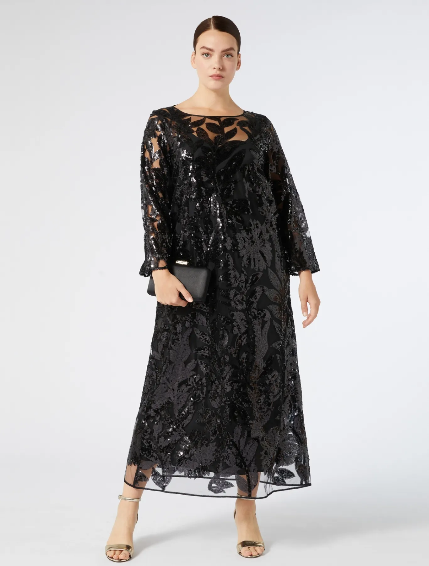 Marina Rinaldi Robe en tulle avec paillettes NOIR New