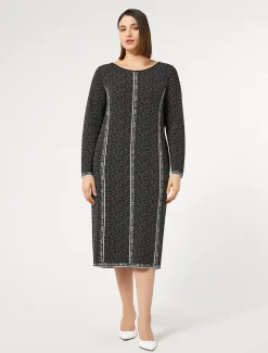 Marina Rinaldi Robe en viscose jacquard NOIRBLANC Clearance