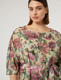 Marina Rinaldi Robe en voile de coton et soie JAUNEPALE Outlet