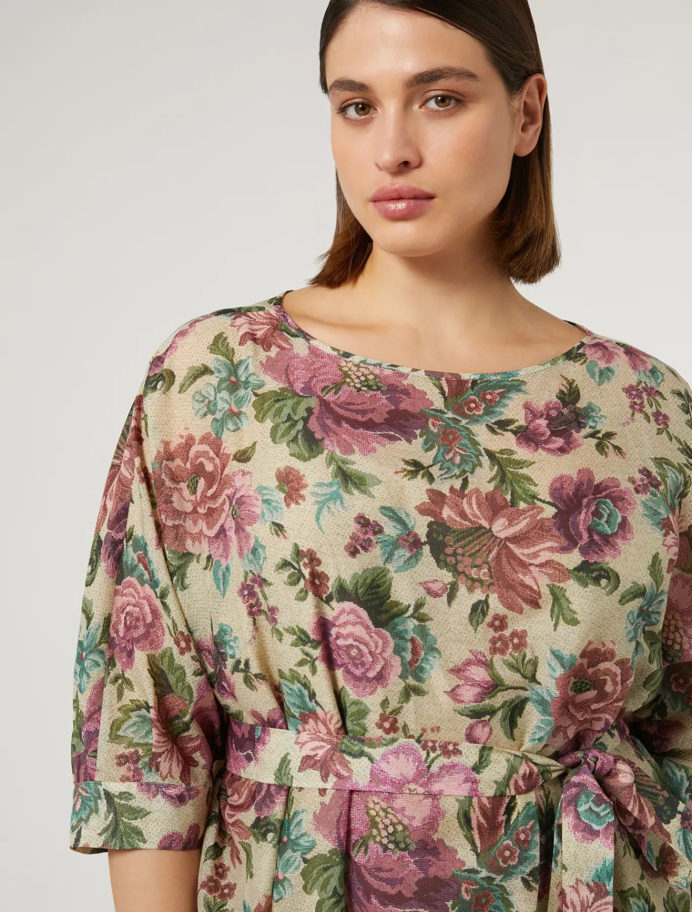 Marina Rinaldi Robe en voile de coton et soie JAUNEPALE Outlet