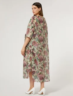Marina Rinaldi Robe en voile de coton et soie JAUNEPALE Outlet