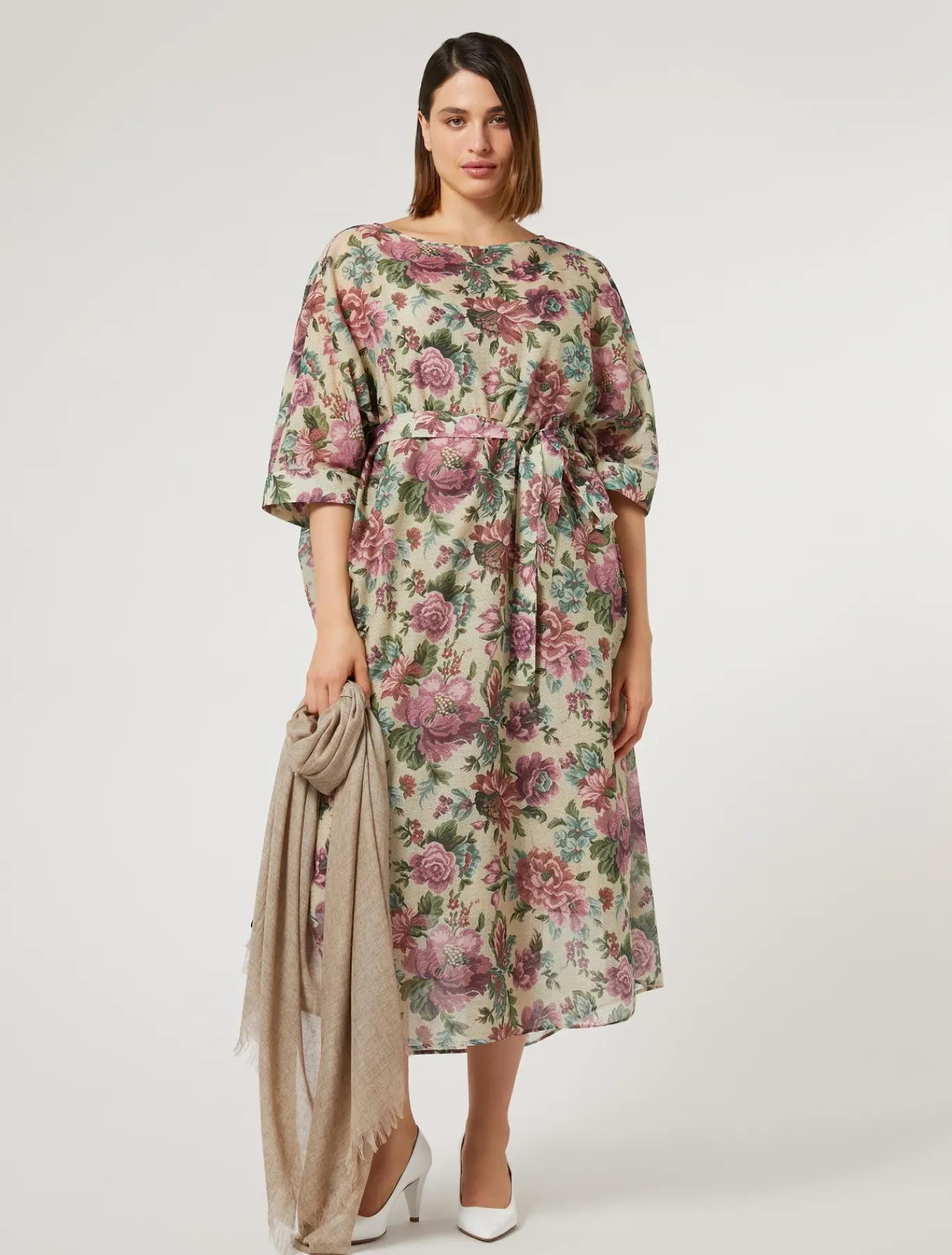 Marina Rinaldi Robe en voile de coton et soie JAUNEPALE Outlet