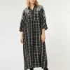 Marina Rinaldi Robe longue à carreaux avec broderie NOIR Hot