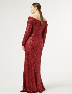 Marina Rinaldi Robe longue à paillettes ROUGE Best