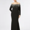Marina Rinaldi Robe longue en cady avec broderie NOIR Best