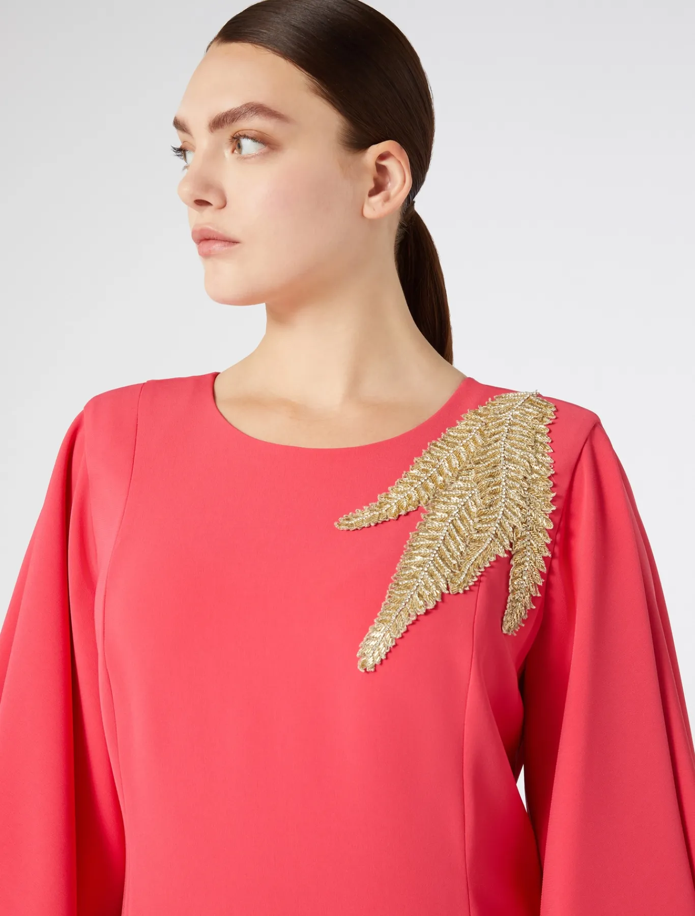Marina Rinaldi Robe longue en cady avec broderie GERANIUM Outlet